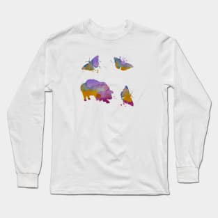 Border Collie Art With Butterflies Long Sleeve T-Shirt